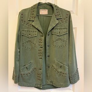 **Rare**Free People Rock and Studded Army Women's Green Shirt Jacket